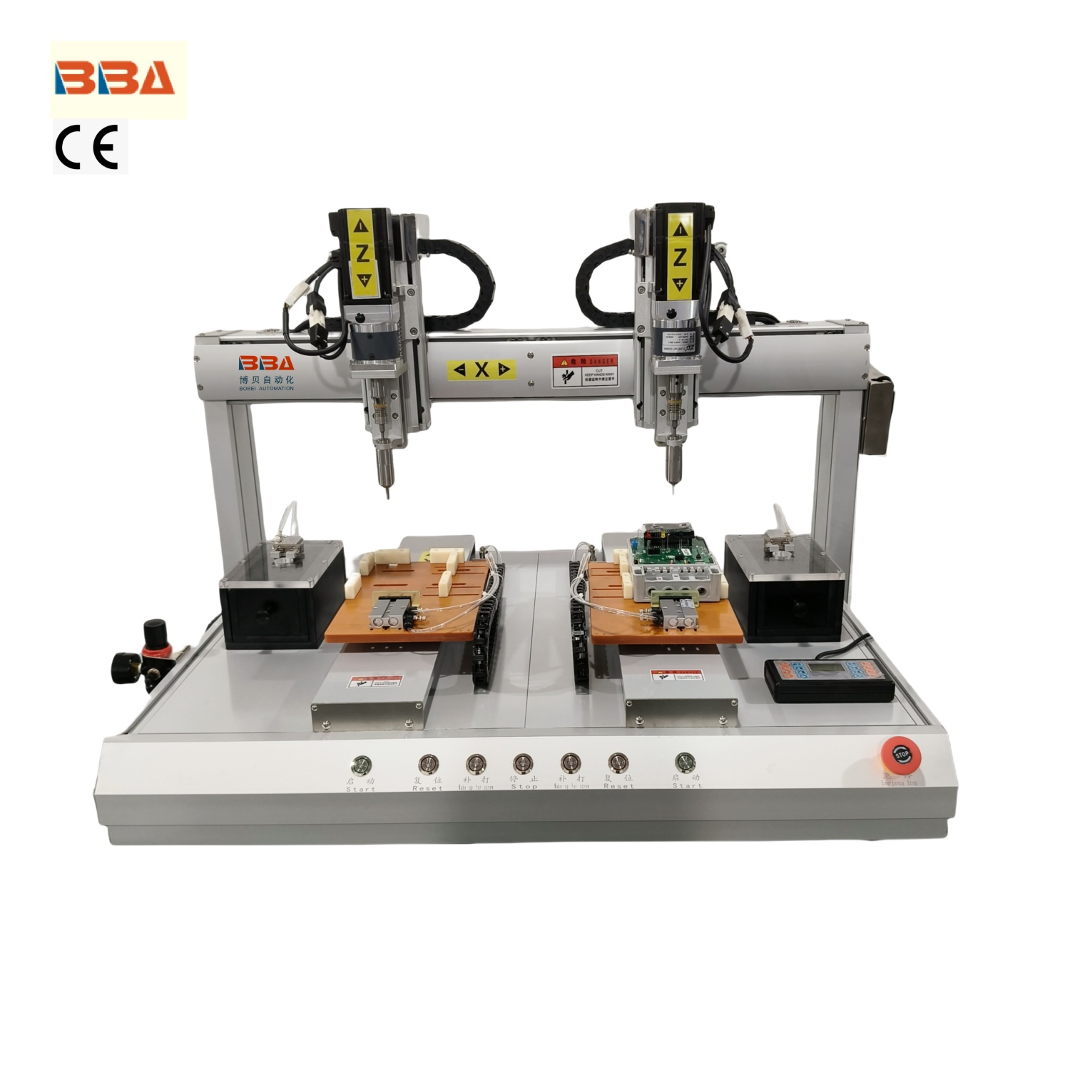 트윈 스크류 피더와 이중 스크루 드라이버 헤드가있는 BBA 자동 나사 고정 로봇 동시 2- 스크류 어셈블리